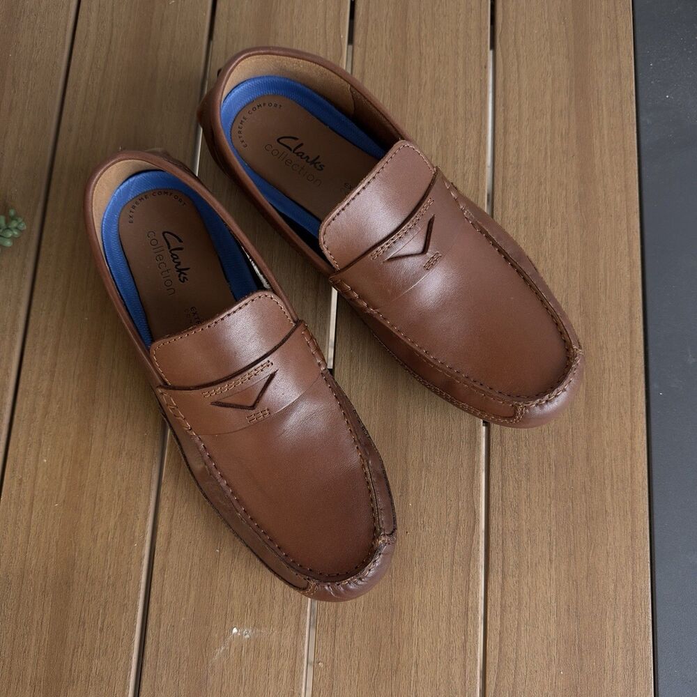 Clarks Markman Way Loafers Men’s US 8M Brown Leather Slip On Comfort Casual